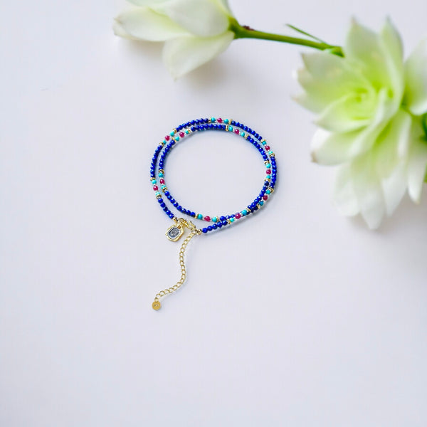 Lapis Lazuli Faceted Bracelet Necklace  #2024G10012