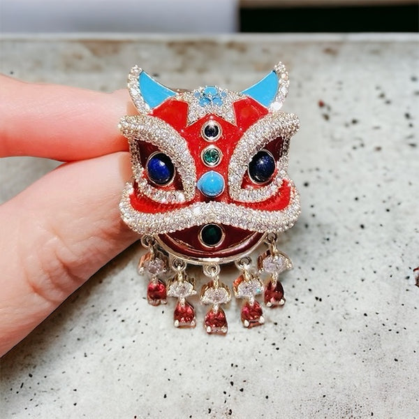 Chinese Style Line Head Red Brooch Neckline Decoration #202410088