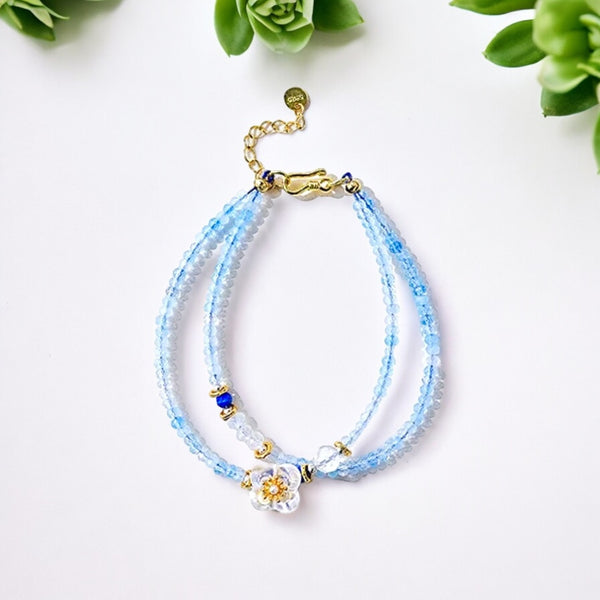 Blue Tears Millet Beads Bracelet  #2024G10015