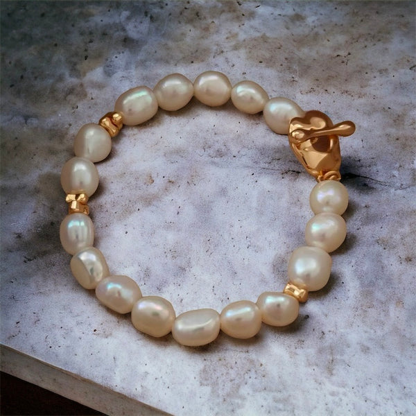 Baroque Pearl Bracelet Silver Gold 2024SL0091